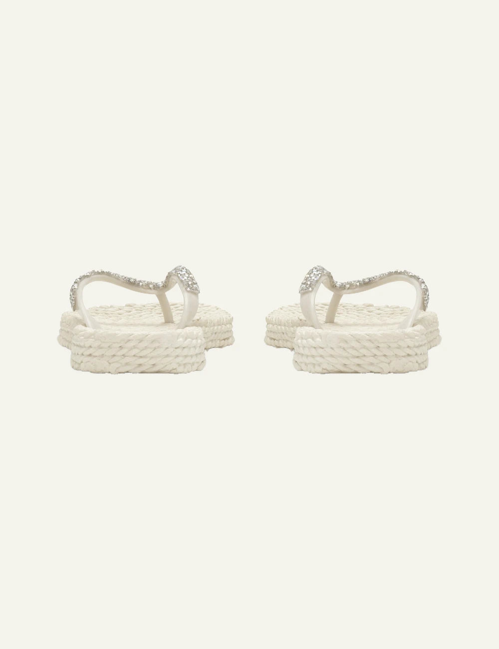 Ilse Jacobsen cheerful flip flops white crystal straps white sole back view