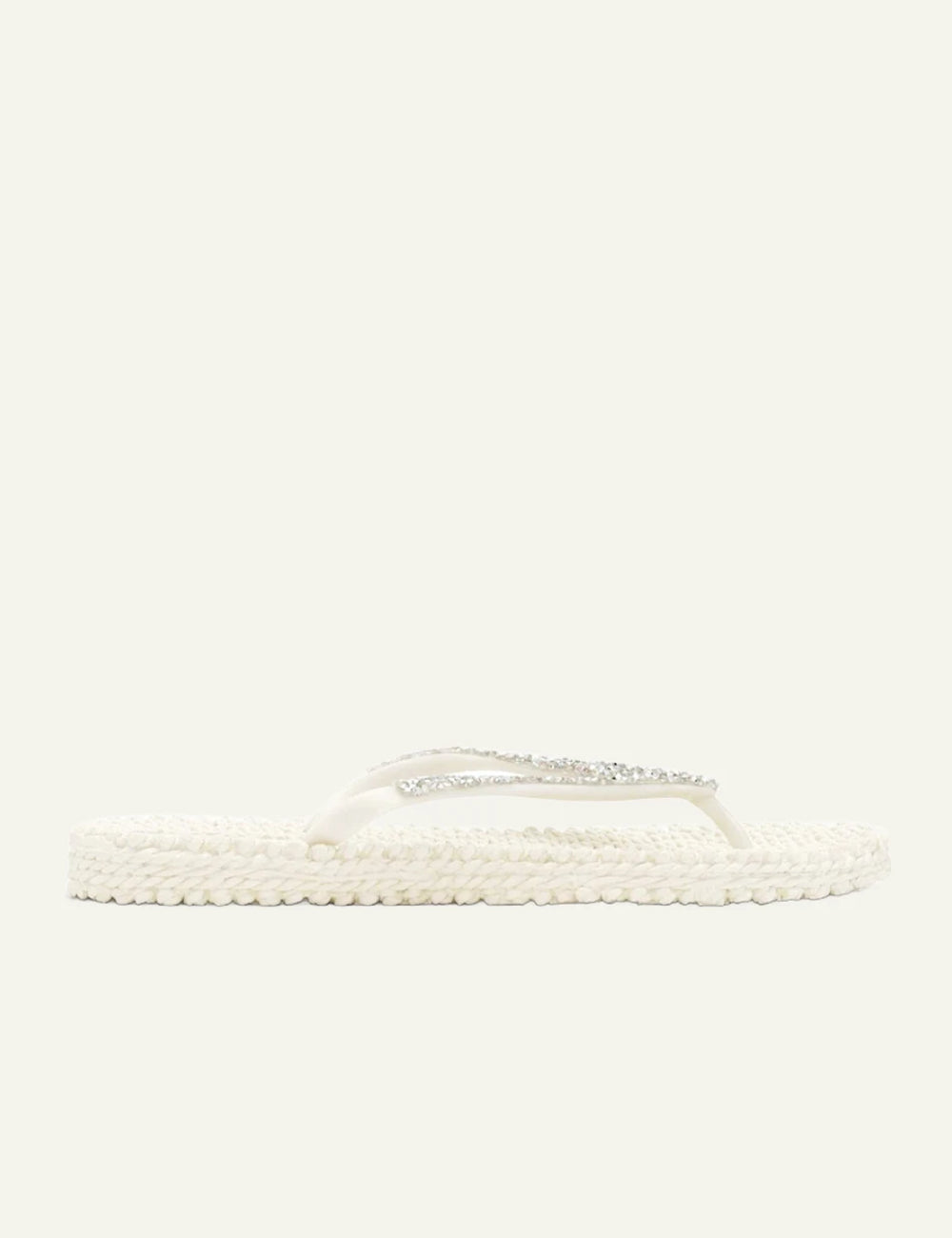 Ilse Jacobsen cheerful flip flops white crystal straps white sole side view