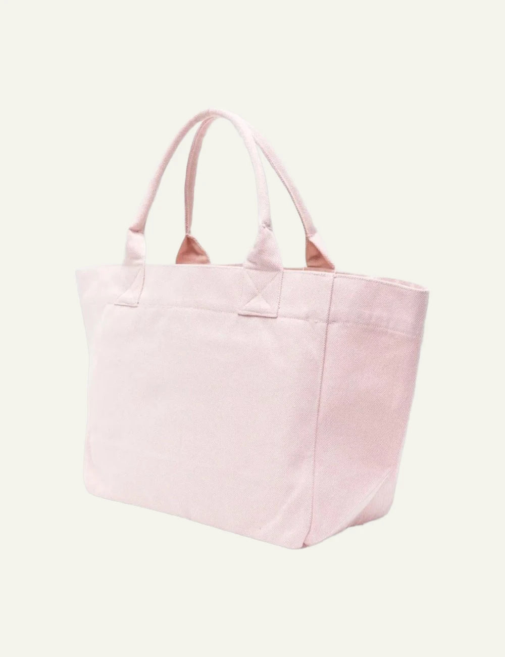 Ganni raspberry print canvas shopper bag light pink side view
