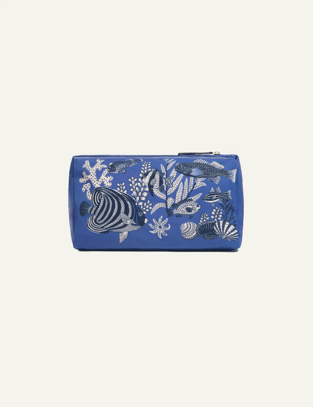 Inoui blue pouch with sea life illustration print front view