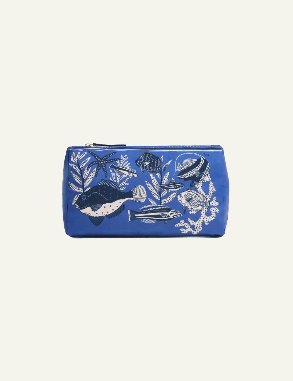 Inoui blue pouch with sea life illustration print back view