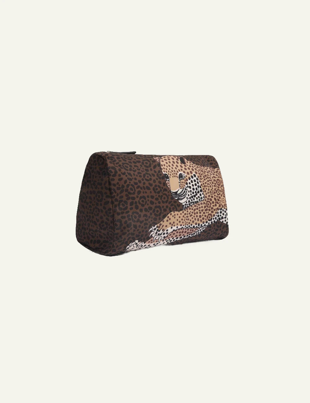 Inoui leopard print pouch with cheetah illustration side view