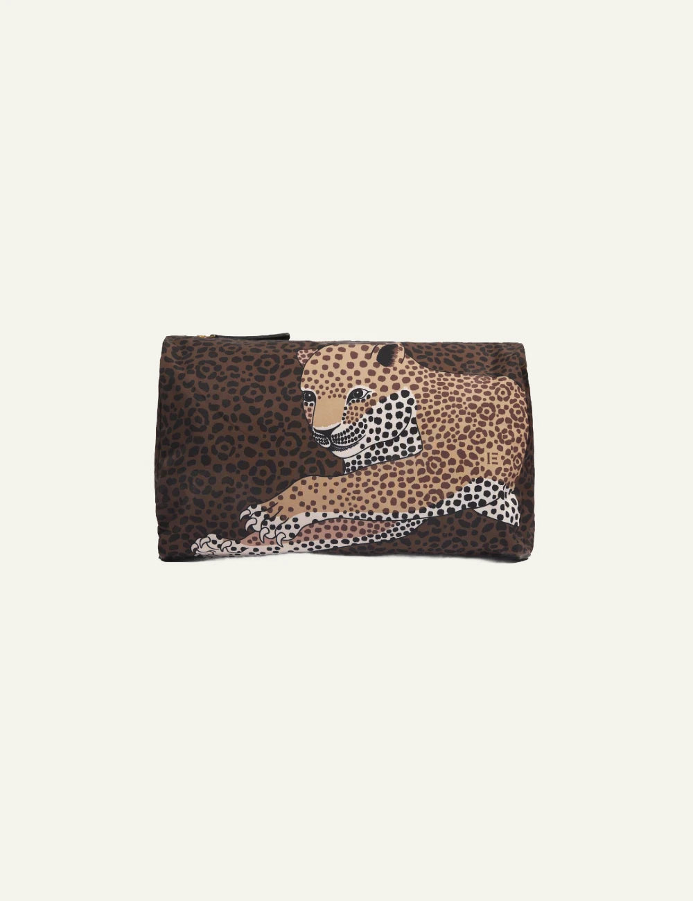 Inoui leopard print pouch with cheetah illustration front view