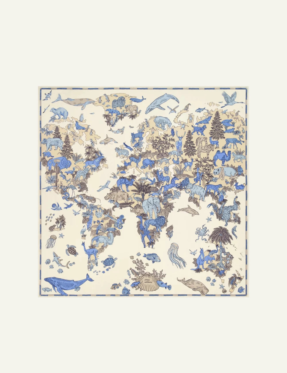 Inoui oversized silk modal scarf with colorful artistic print