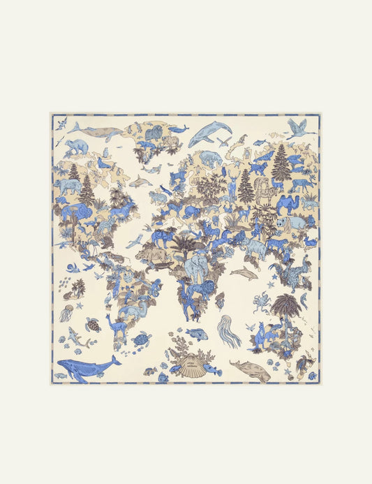 Inoui oversized silk modal scarf with colorful artistic print