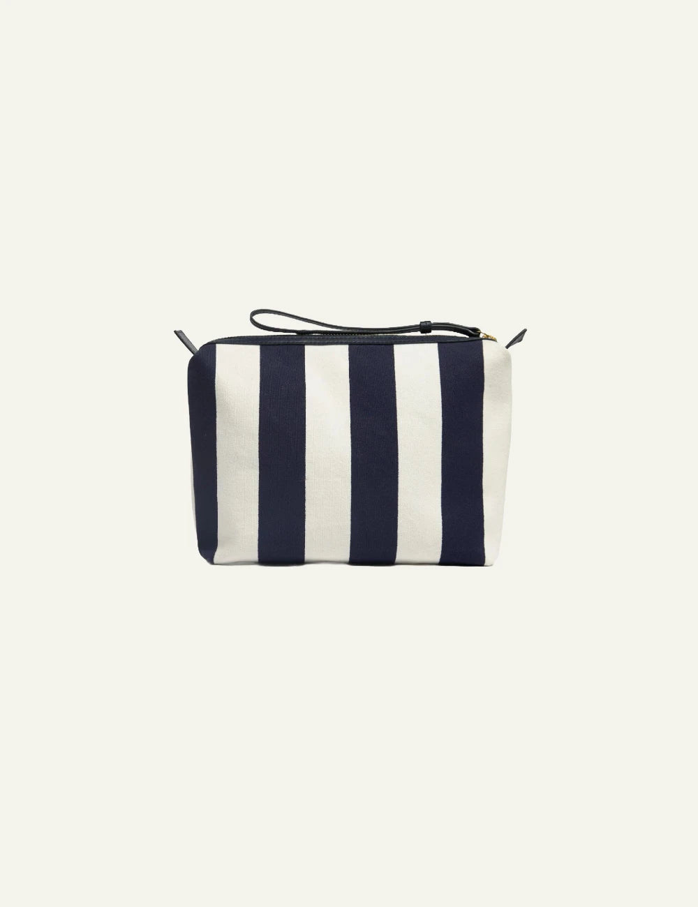Inoui striped pouch navy ecru with fish leather patch back view