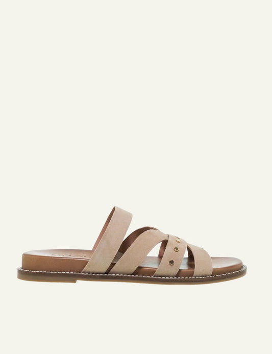 inuovo beige suede sandals stud straps side view