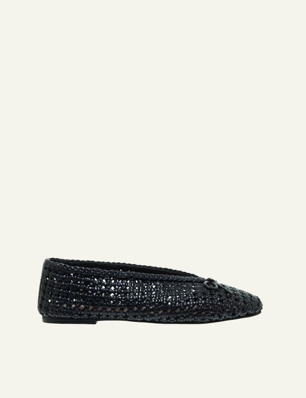 inuovo black woven ballerinas pointed flats side view