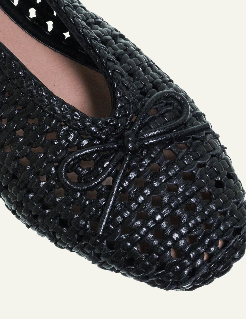 inuovo black woven ballerinas pointed flats angled view