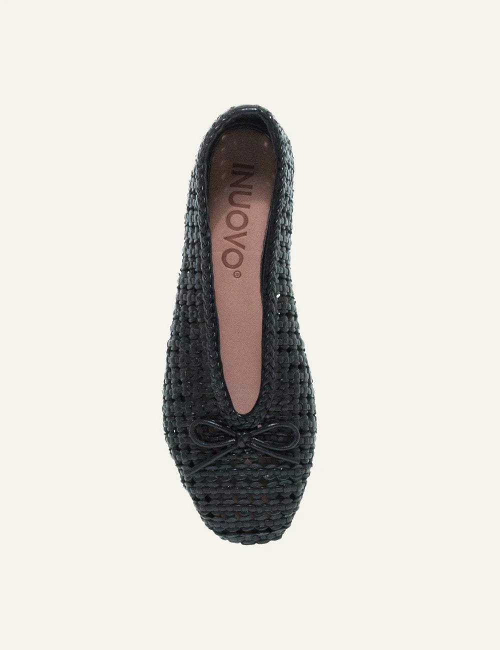 inuovo black woven ballerinas pointed flats top view