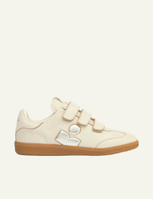 Isabel Marant Beth sneakers chalk champagne velcro straps IM logo side view