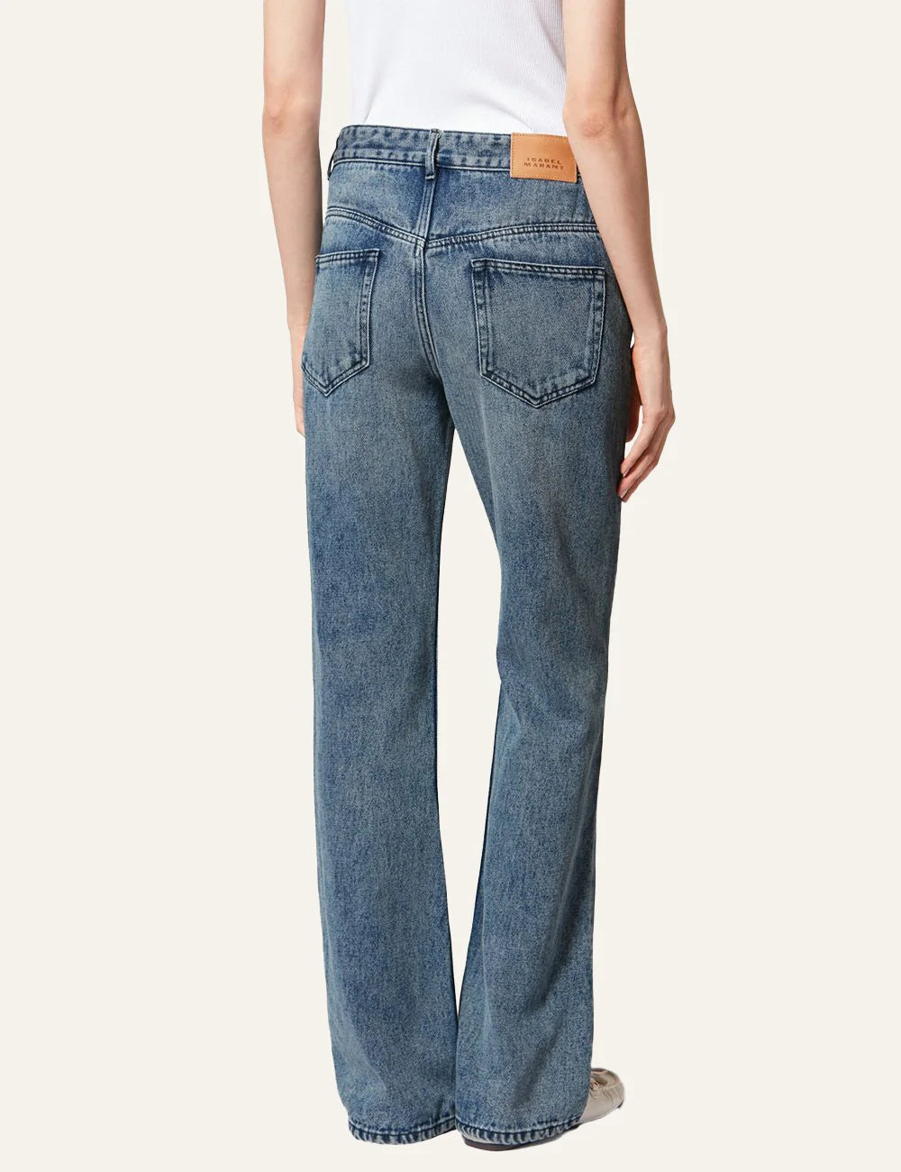 Isabel Marant bootcut jeans μπλε πίσω όψη με leather logo patch
