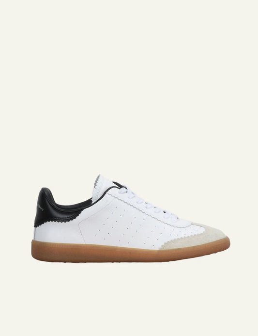 Isabel Marant Bryce leather sneakers white me black heel gum sole side view