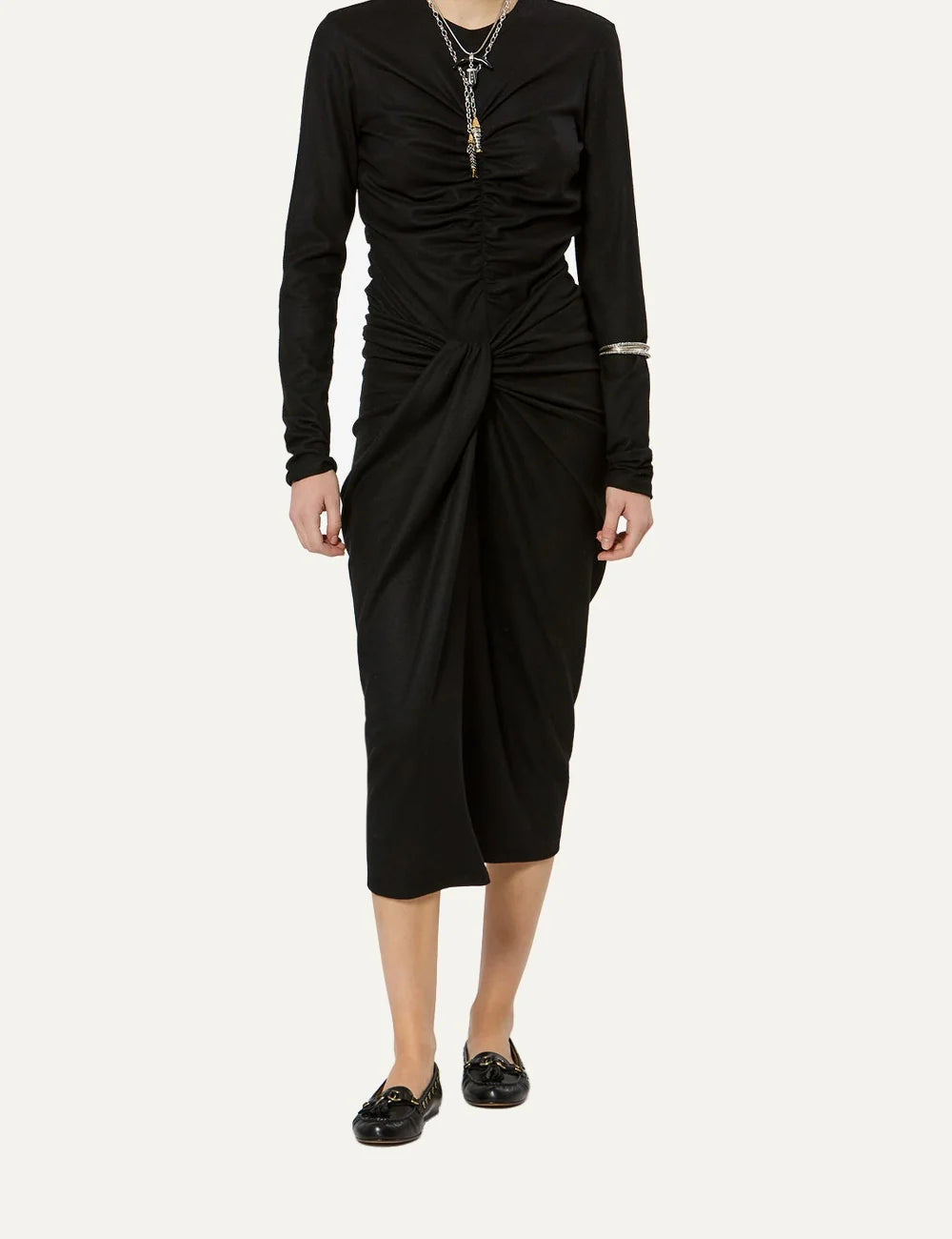 Isabel Marant midi skirt with draped front knot detail full body