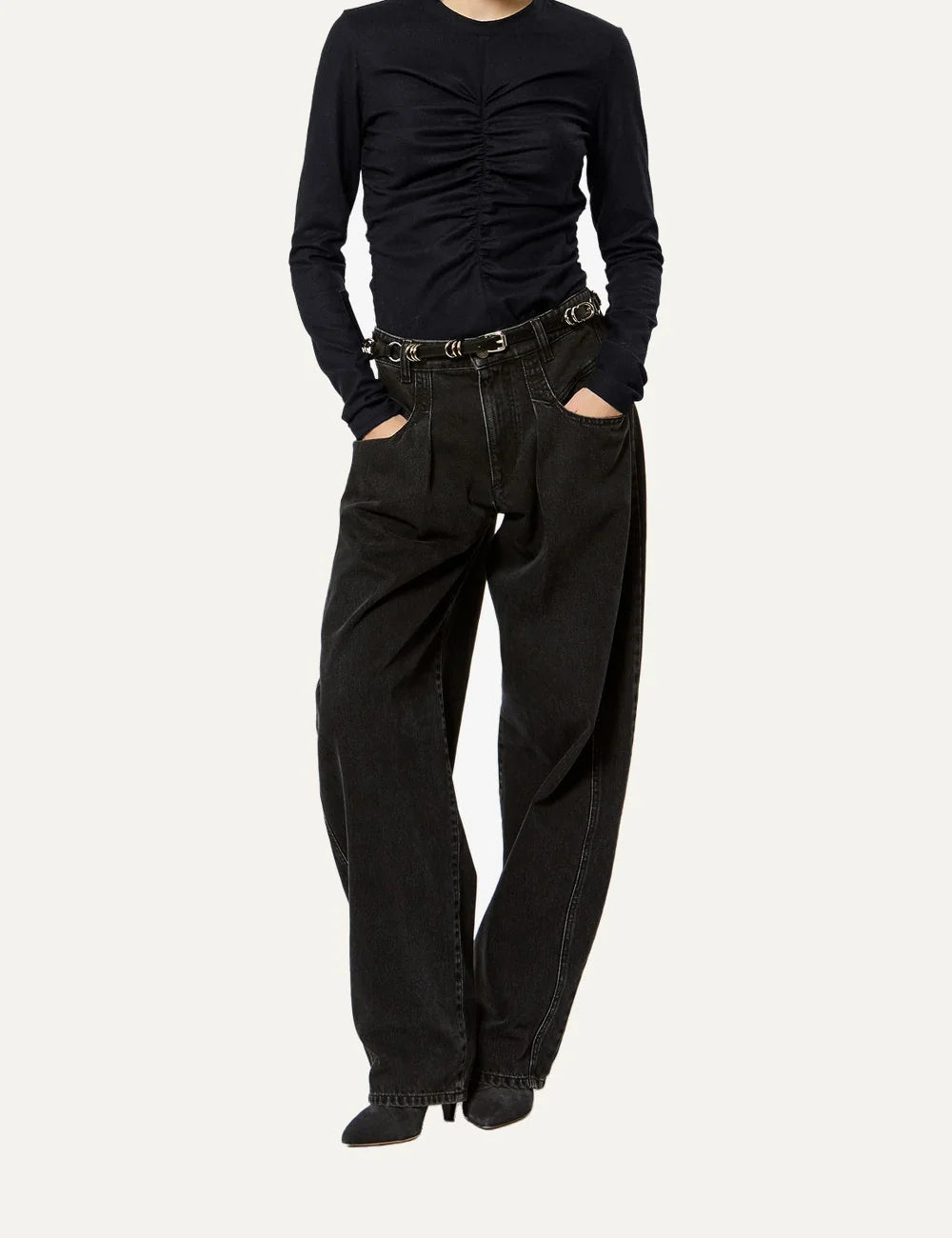 Isabel Marant fitted long-sleeve top with front and back ruching full body