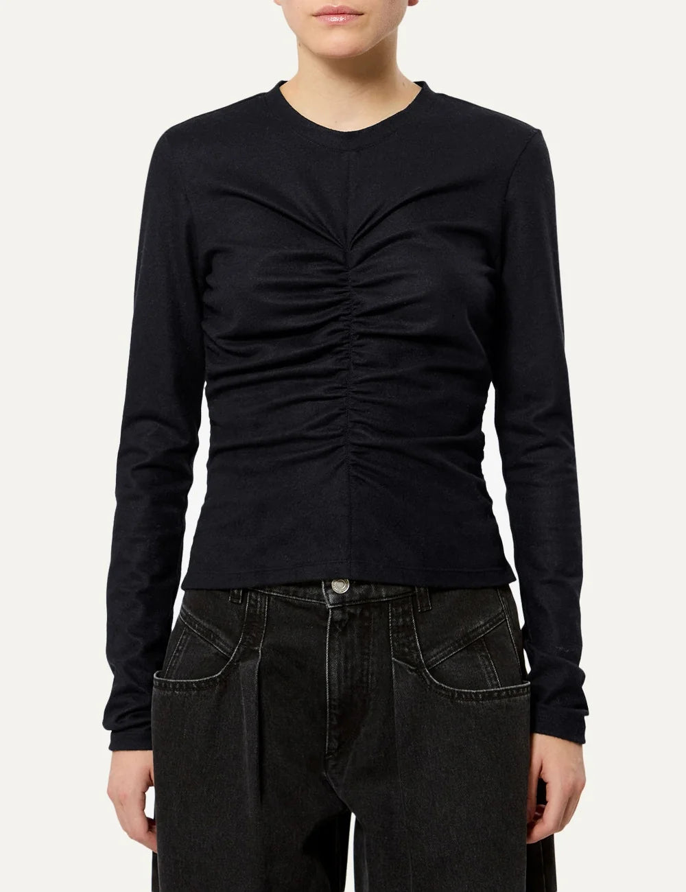 Isabel Marant fitted long-sleeve top with front and back ruching model