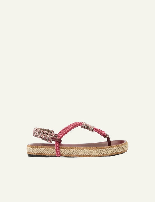 Isabel Marant GypsO sandals multicolor rope burgundy espadrille flat side view