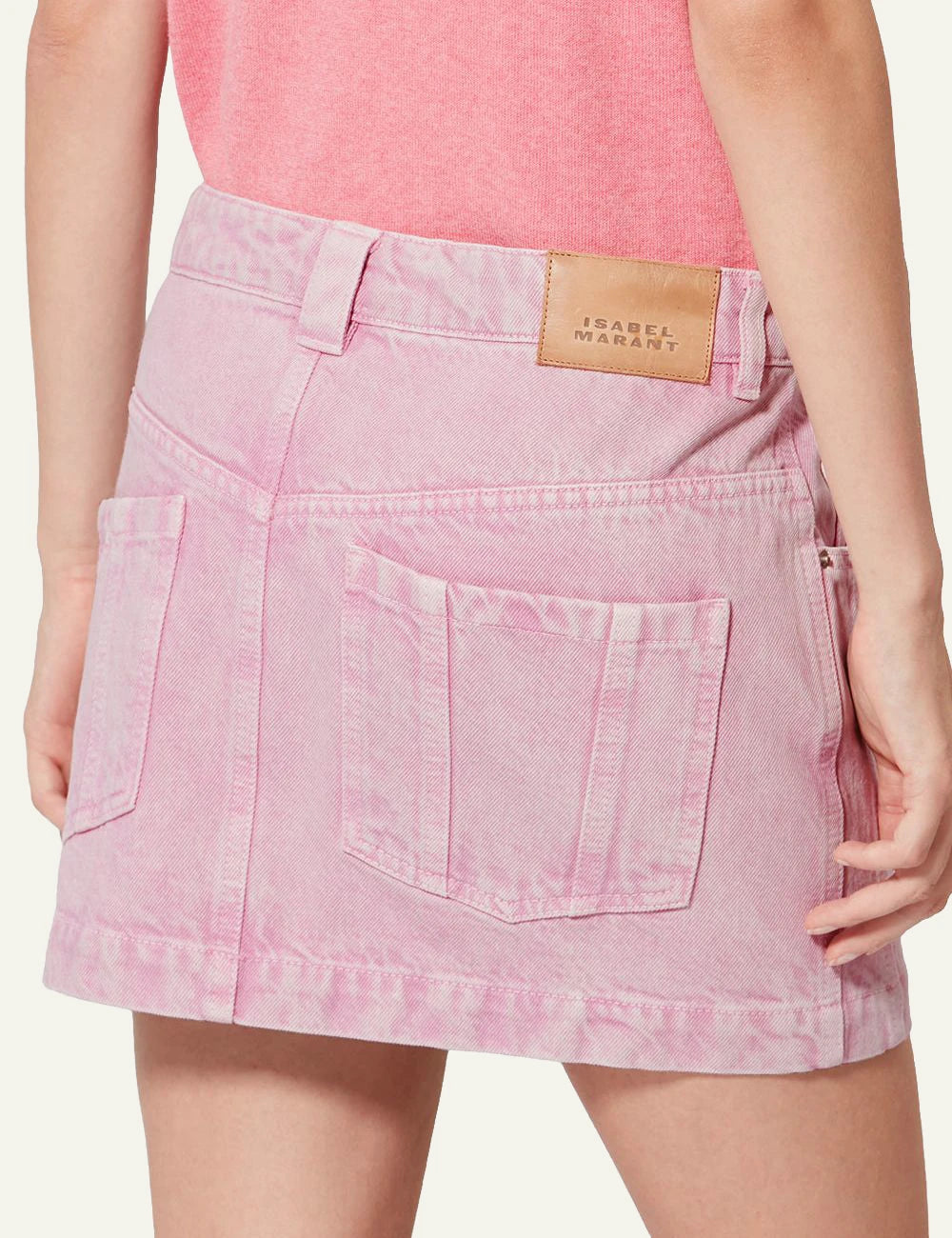 Isabel Marant Juana skirt pink denim mini straight fit back view