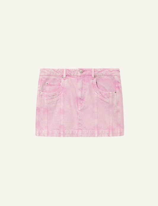 Isabel Marant Juana skirt pink denim mini straight fit front view