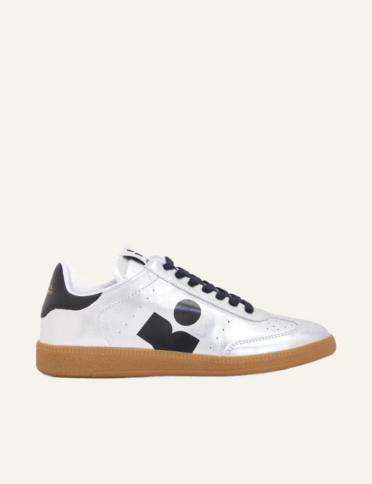 Isabel Marant Kaycee sneakers silver black logo gum sole side view