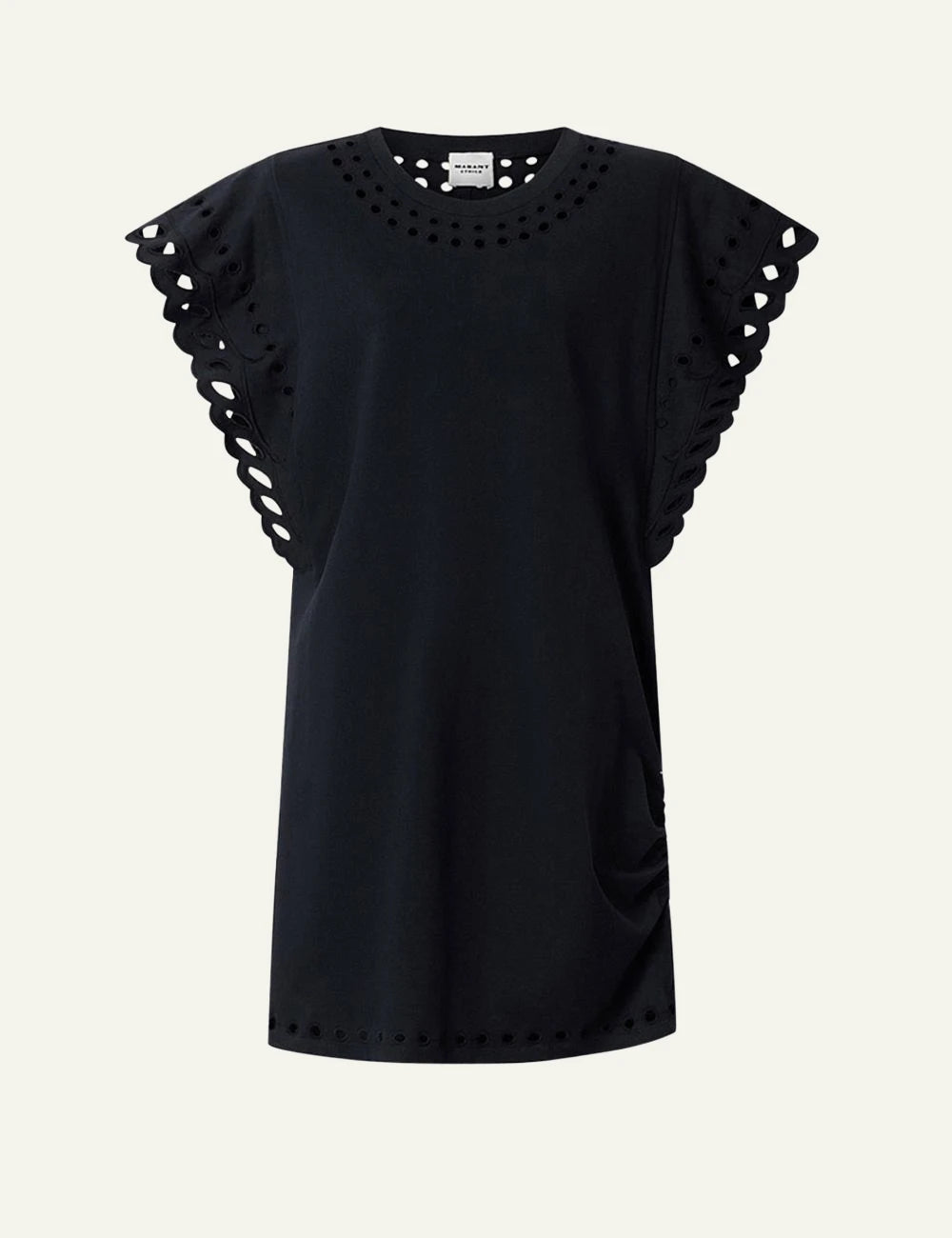 Isabel Marant Orlane mini dress black broderie anglaise short sleeves front
