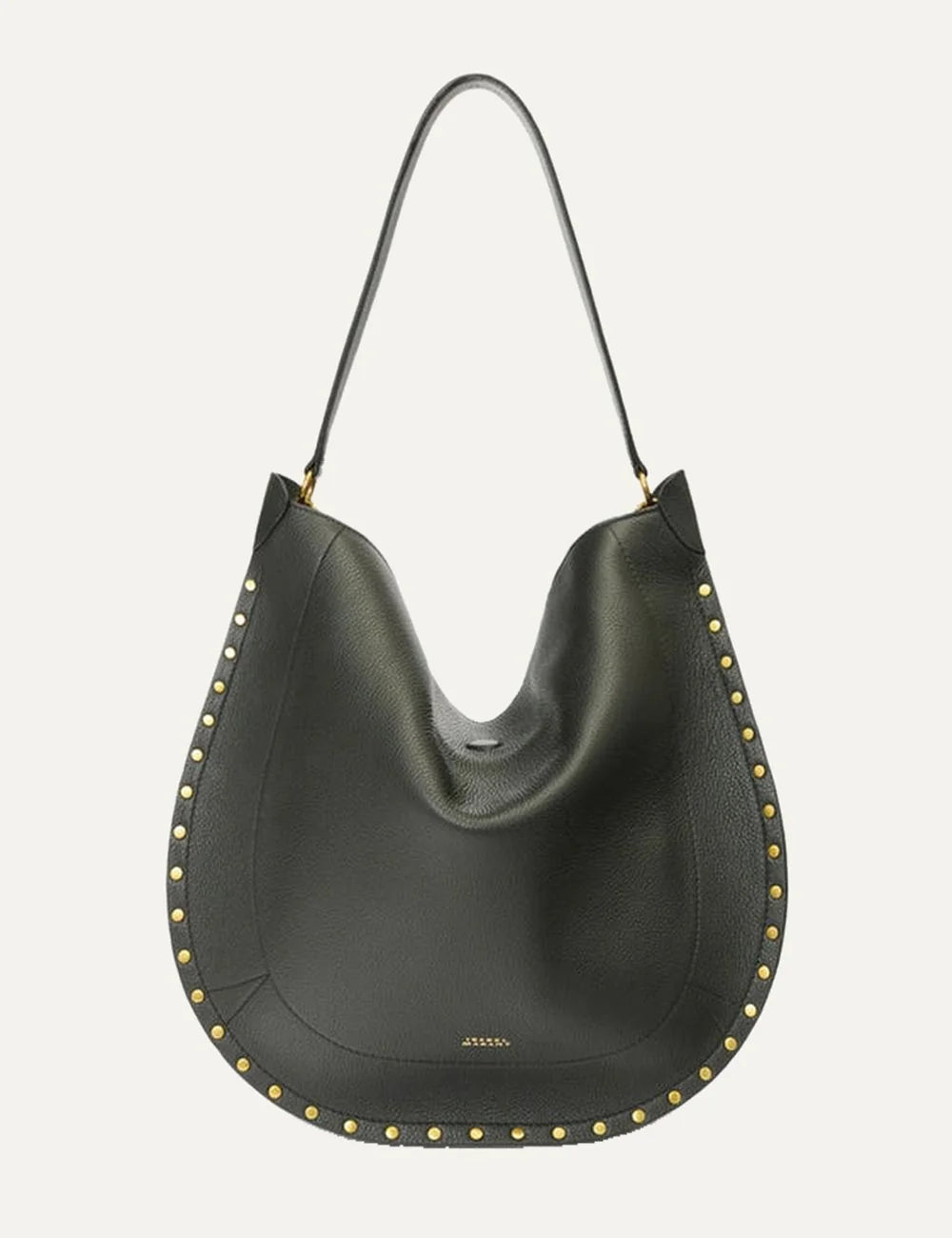 Isabel Marant Oskan Hobo Soft black leather bag with gold-tone studs.