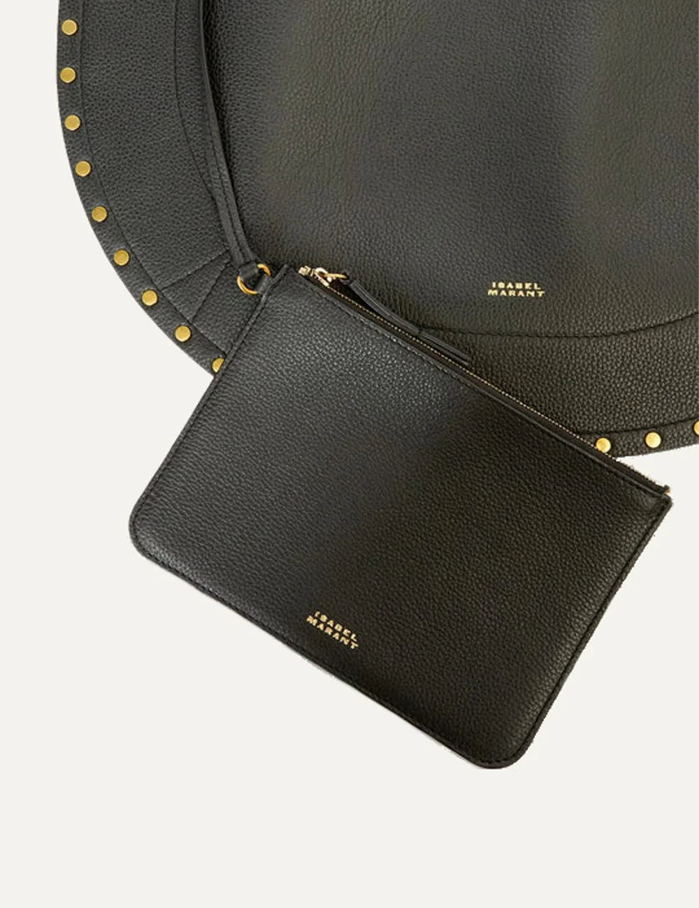 Isabel Marant Oskan Hobo Soft black leather bag with gold-tone studs detail