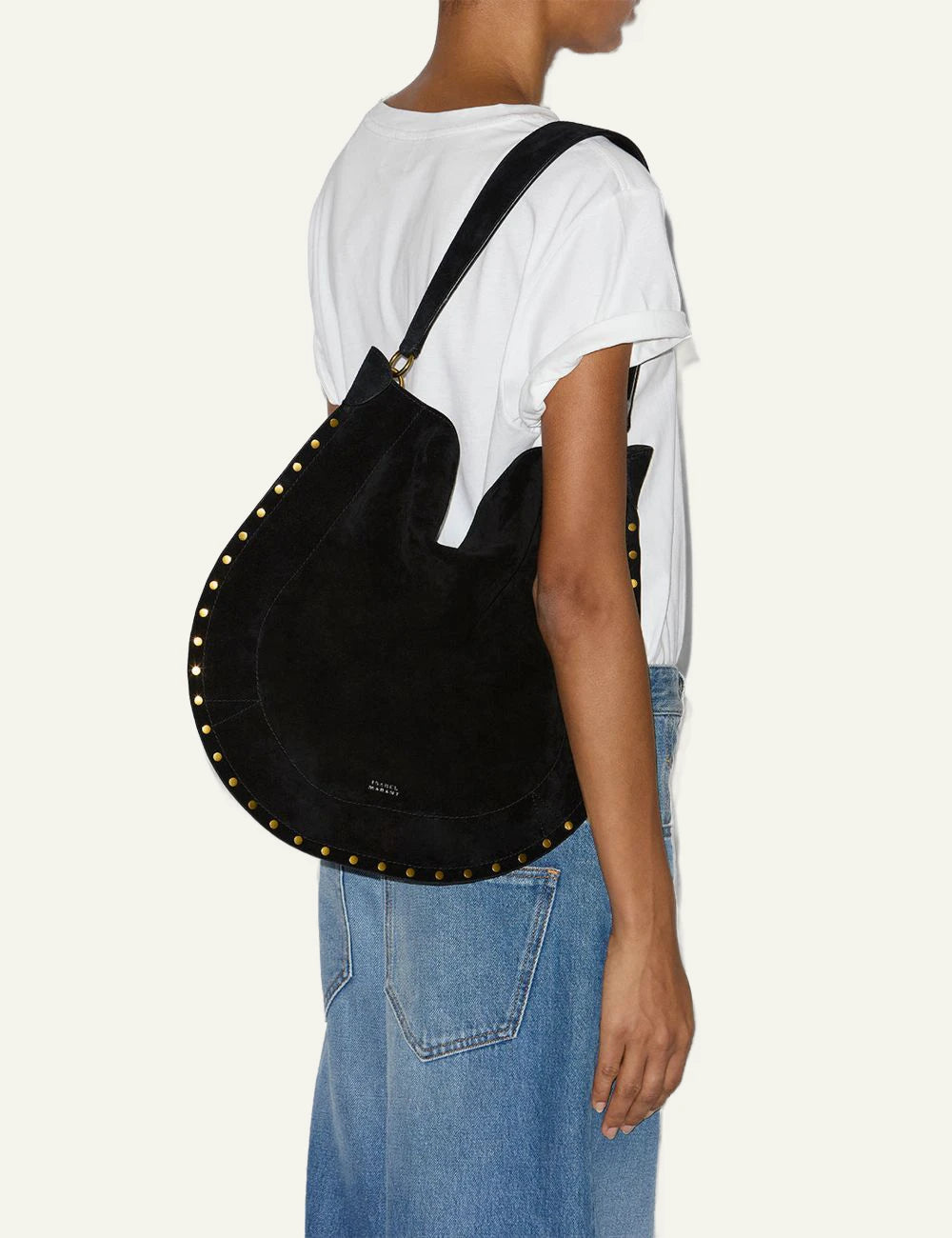 Isabel Marant Oskan hobo suede bag black me studs shoulder bag model