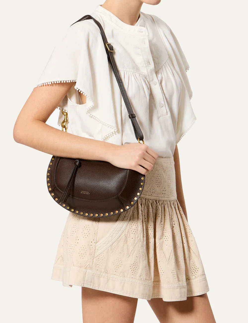 Isabel Marant Oskan Moon grained leather bag with gold-tone studs model