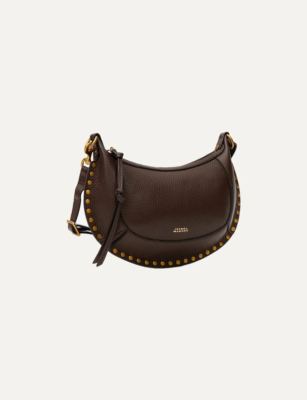 Isabel Marant Oskan Moon grained leather bag with gold-tone studsside