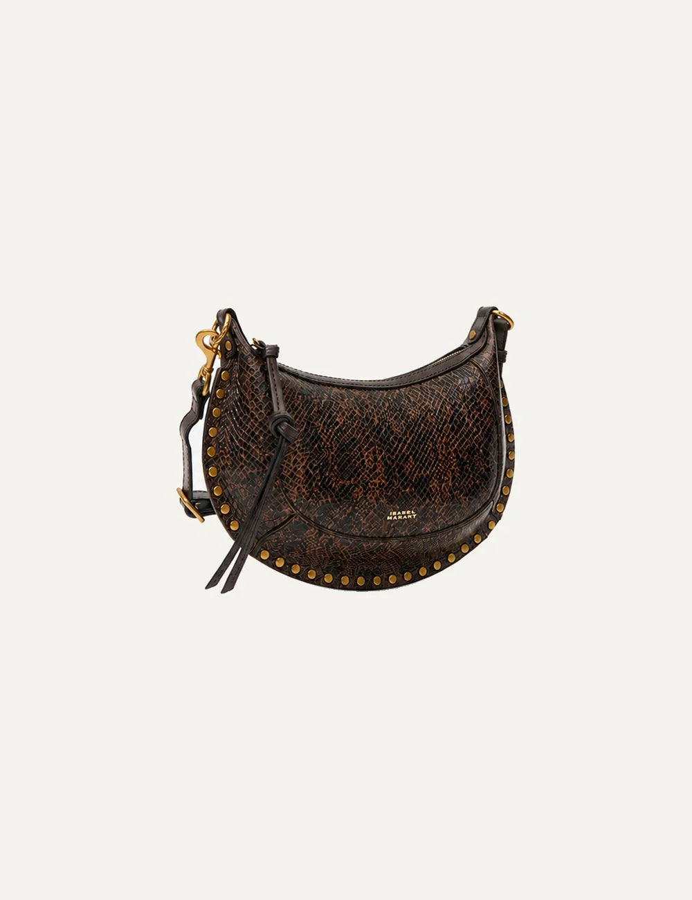 Isabel Marant Oskan Moon python-effect leather bag with gold-tone studs back