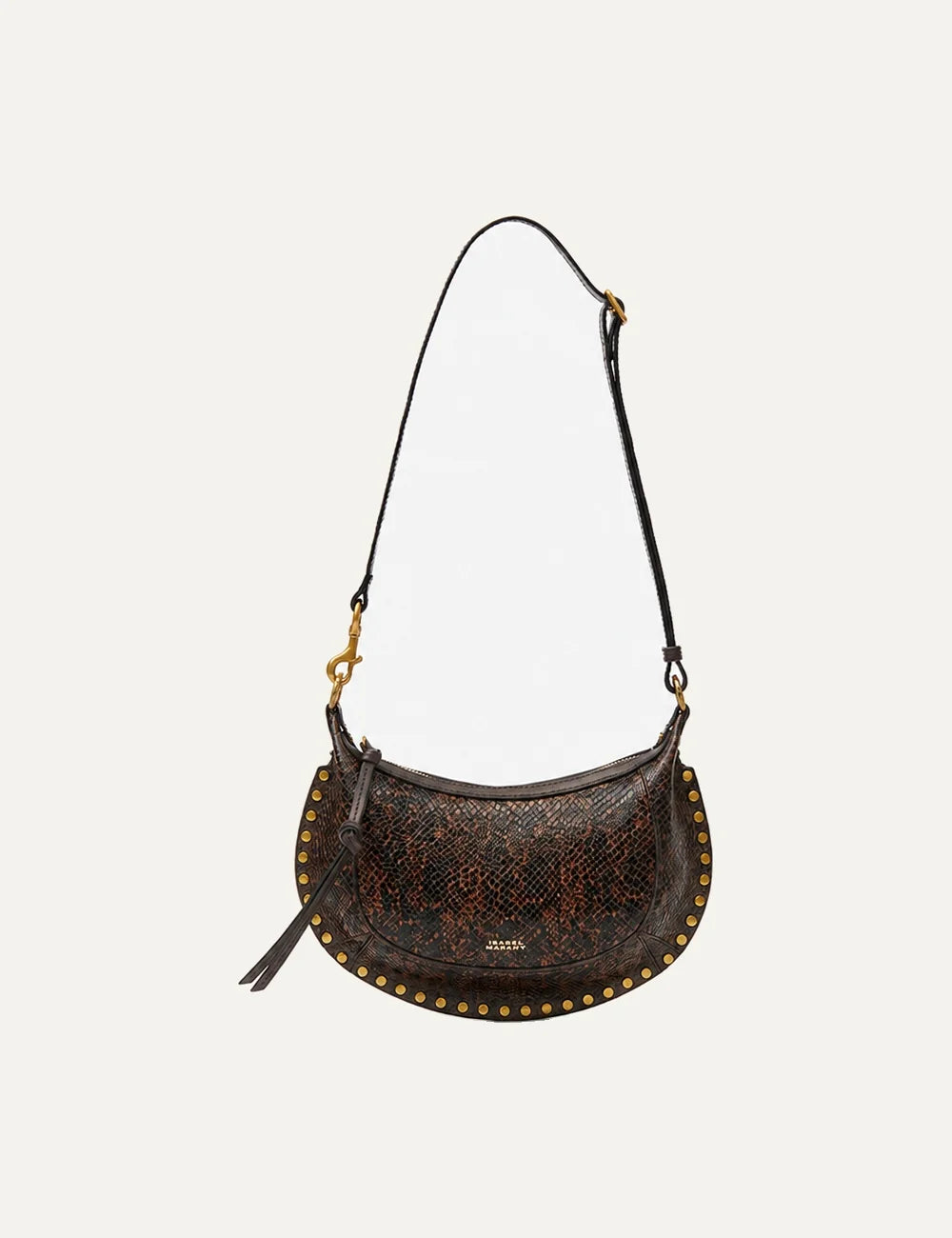 Isabel Marant Oskan Moon python-effect leather bag with gold-tone studs full