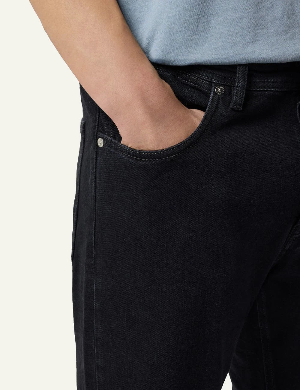 Men's Stone Island black stretch denim jeans with five-pocket design pocket