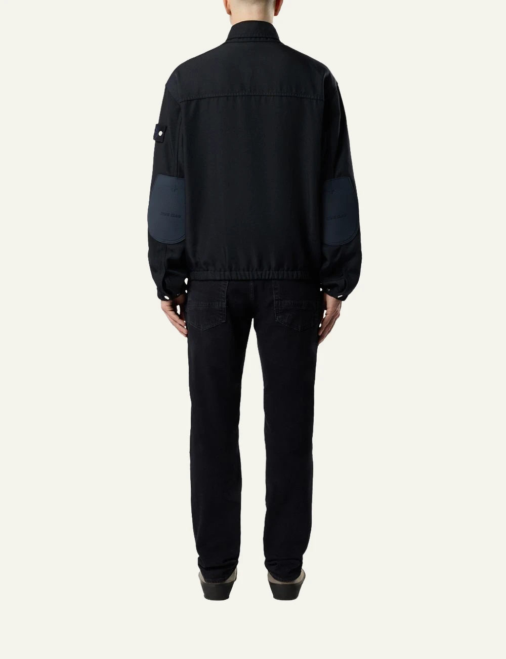 Men's Stone Island black stretch denim jeans with five-pocket design back