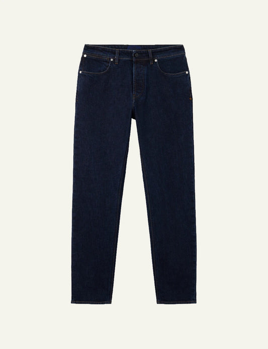 Men's Stone Island dark blue stretch indigo denim jeans with five-pocket design
