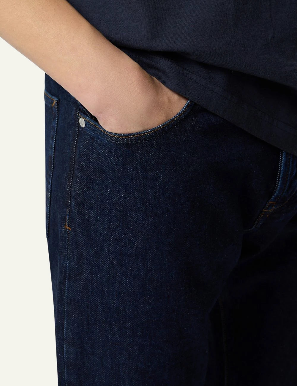Men's Stone Island dark blue stretch indigo denim jeans with five-pocket design pocket
