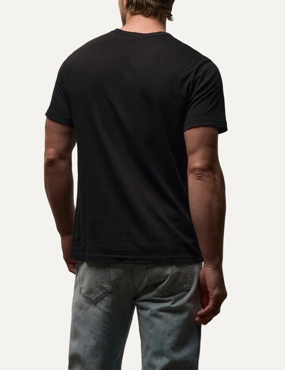 James Perse men's black cotton jersey short sleeve T-shirt back