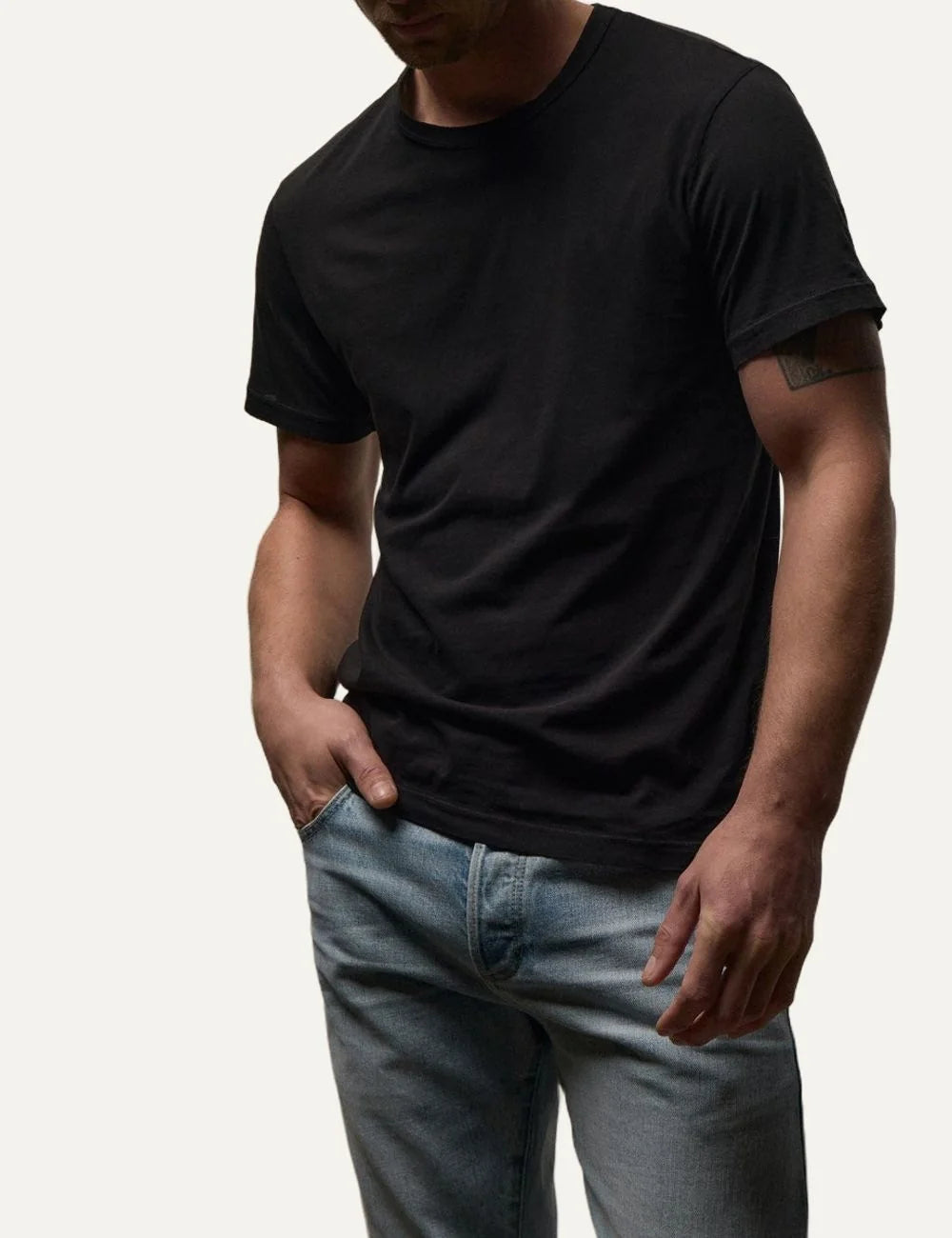 James Perse men's black cotton jersey short sleeve T-shirt side