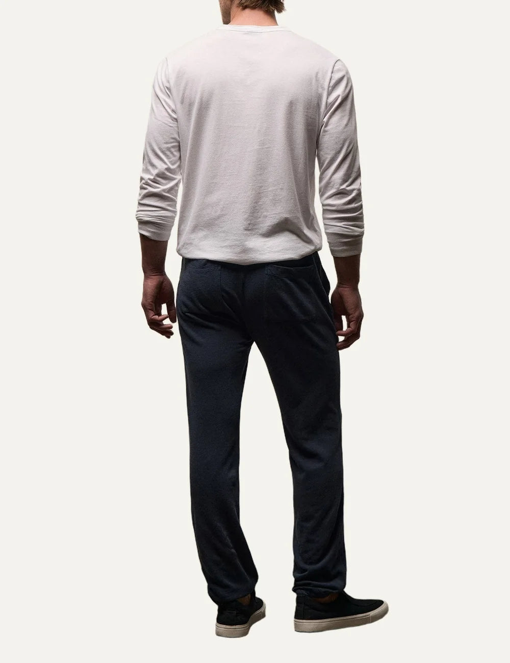James Perse men's dark blue cotton relaxed fit sweatpants back