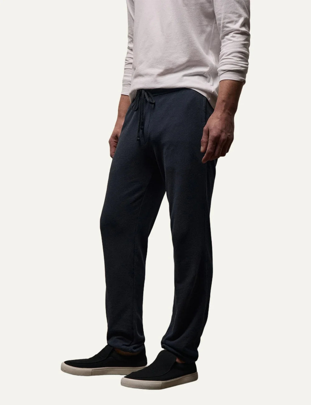 James Perse men's dark blue cotton relaxed fit sweatpants side