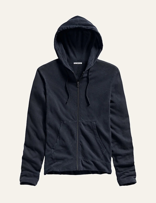 James Perse men's dark blue cotton zip-up hoodie