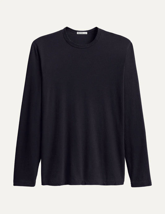 James Perse men's dark navy cotton jersey long sleeve crewneck shirt
