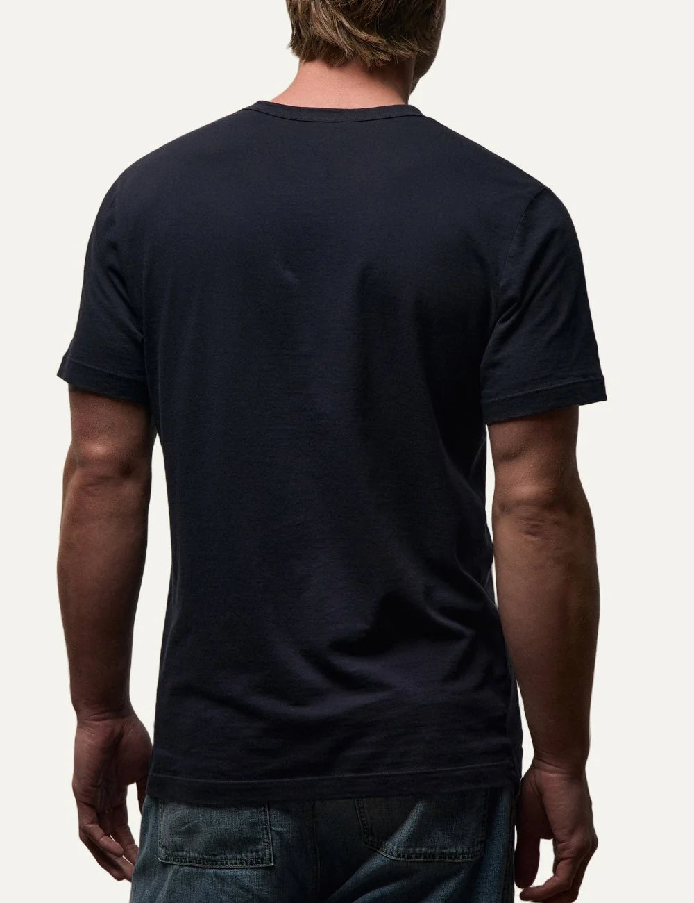 James Perse men's dark navy cotton jersey short sleeve T-shirt back