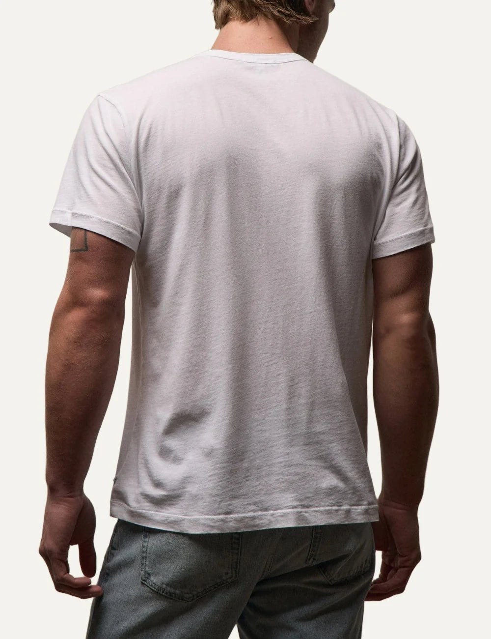 James Perse men's white cotton jersey short sleeve T-shirt back