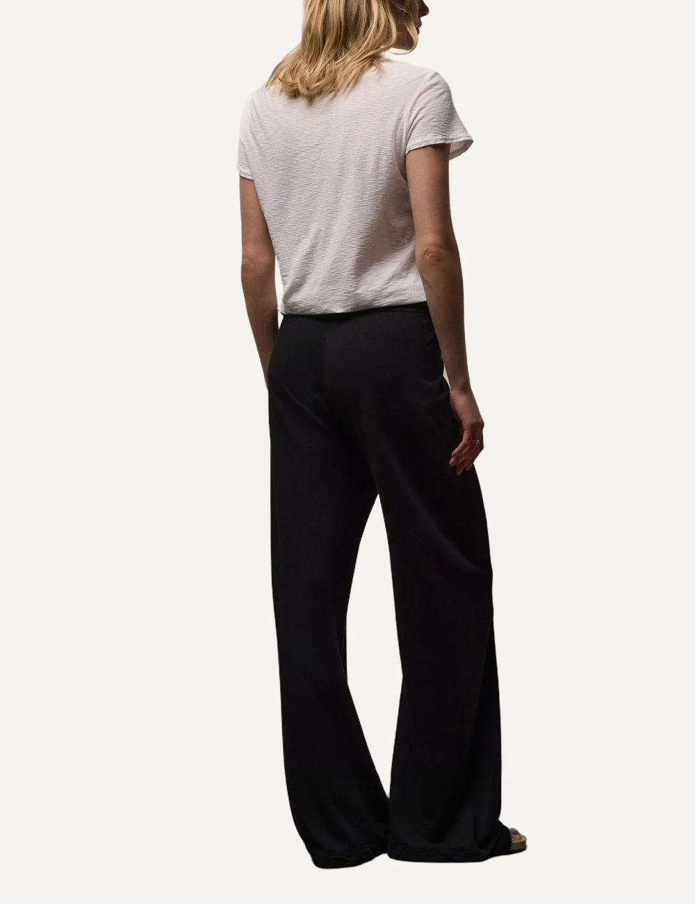 James Perse women's black cotton wide leg sweatpants back
