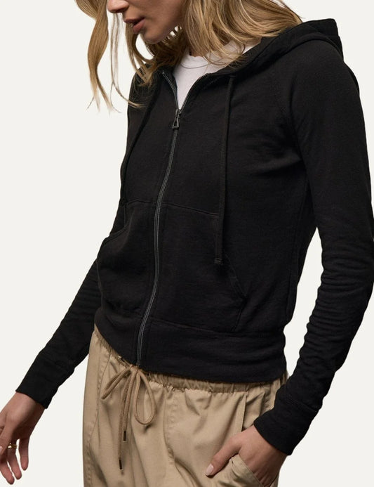 James Perse women's black cotton zip-up hoodie