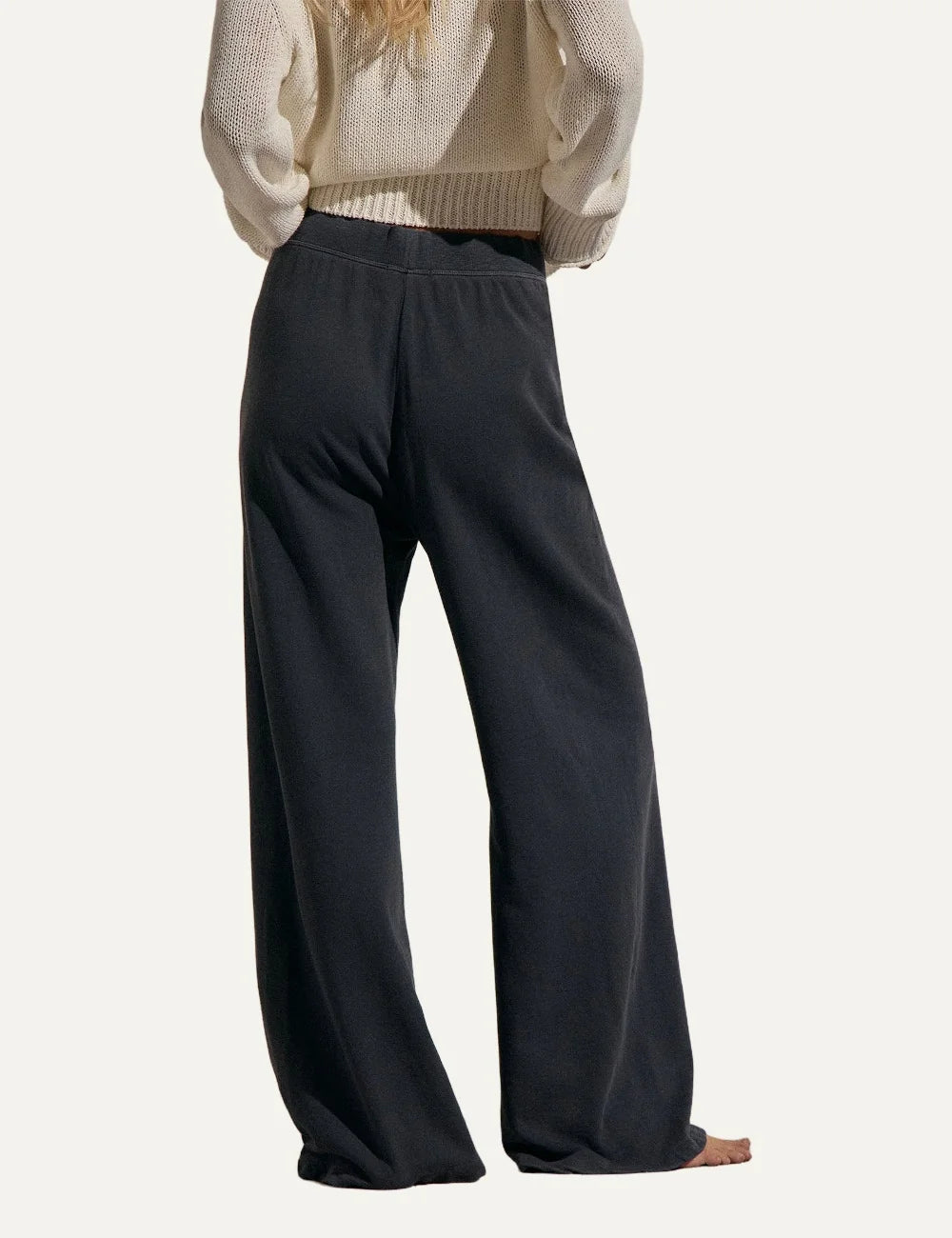 James Perse women's dark blue cotton wide leg sweatpants back
