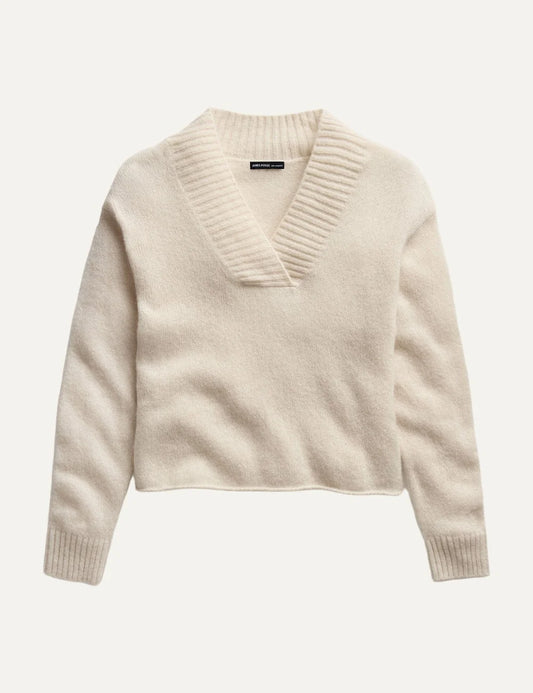 James Perse women's ivory cashmere V-neck sweater