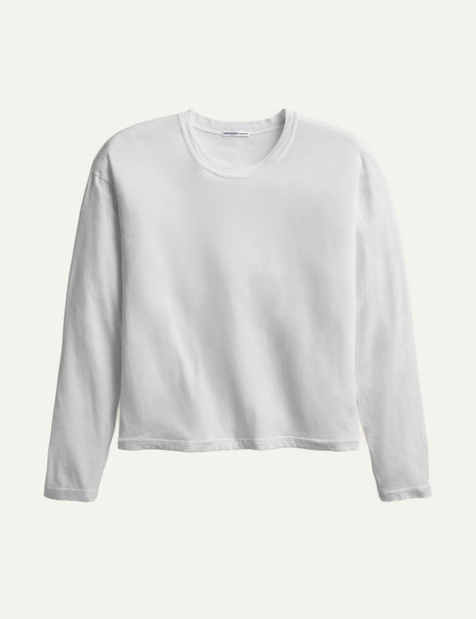 James Perse women's white cotton long sleeve crewneck top
