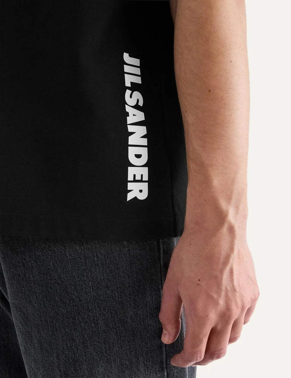Jil Sander Men’s Black Cotton Logo T-Shirt detail